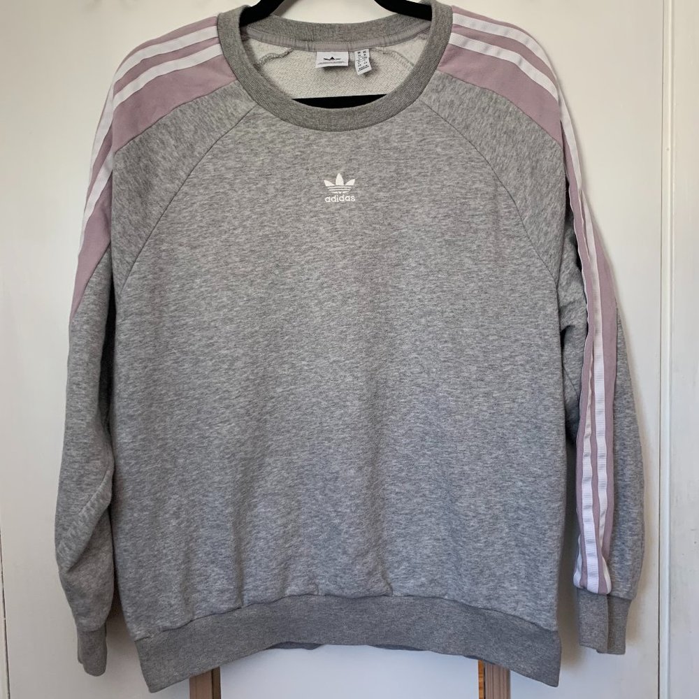 Adidas Sweater Pullover Gray Lavender Size Medium